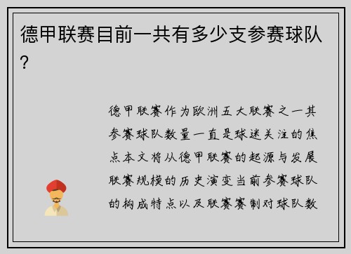 德甲联赛目前一共有多少支参赛球队?
